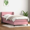 Cama box spring con colchón terciopelo rosa 100x210 cm