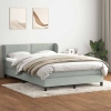 Cama box spring con colchón terciopelo gris claro 140x210 cm