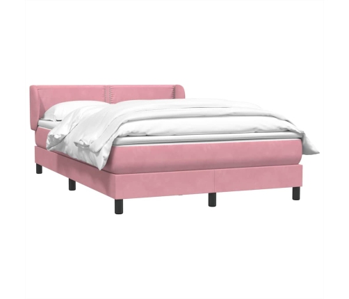 Cama box spring con colchón terciopelo rosa 140x210 cm