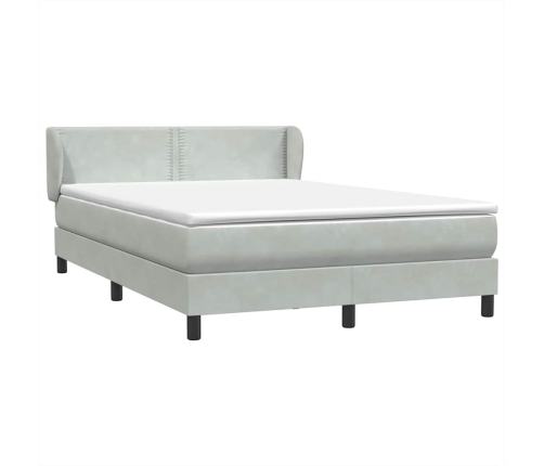 Cama box spring con colchón terciopelo gris claro 160x210 cm