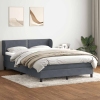 Cama box spring con colchón terciopelo gris oscuro 160x210 cm