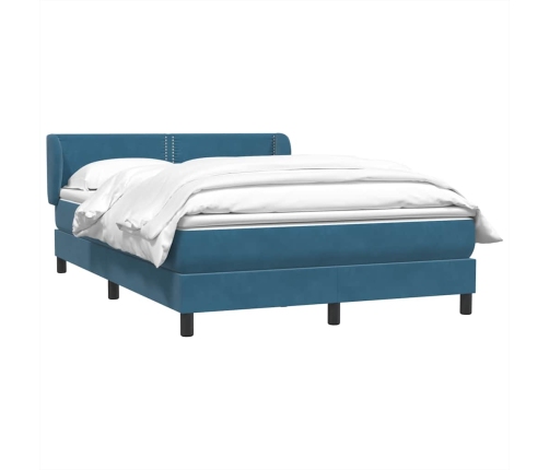 Cama box spring con colchón terciopelo azul oscuro 160x210 cm