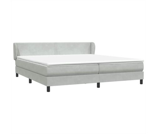 Cama box spring con colchones terciopelo gris claro 180x210 cm