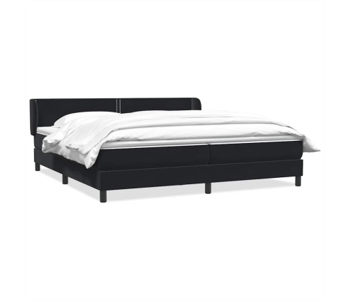 Cama box spring con colchones terciopelo negro 180x210 cm