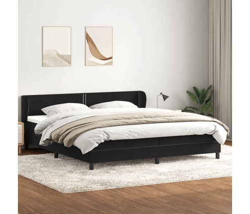 Cama box spring con colchones terciopelo negro 180x210 cm