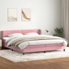 Cama box spring con colchones terciopelo rosa 180x210 cm