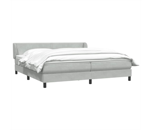 Cama box spring con colchones terciopelo gris claro 200x210 cm