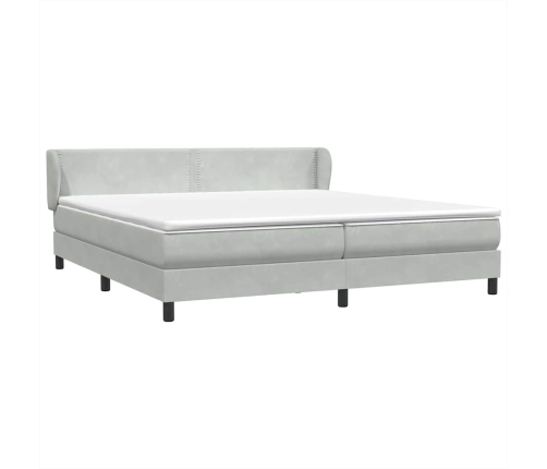 Cama box spring con colchones terciopelo gris claro 200x210 cm