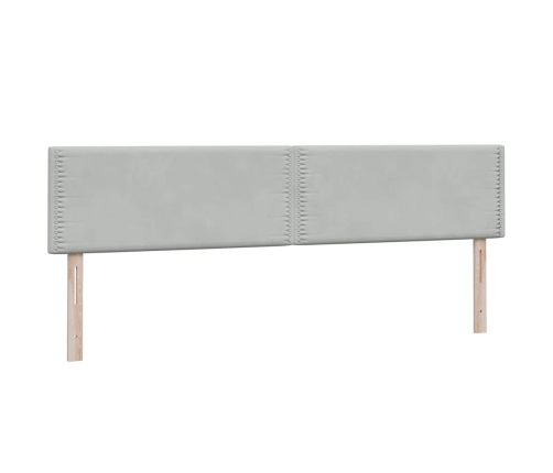 Cama box spring con colchones terciopelo gris claro 200x210 cm