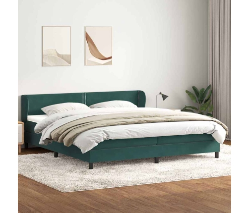 Cama box spring con colchones terciopelo verde oscuro 200x210cm