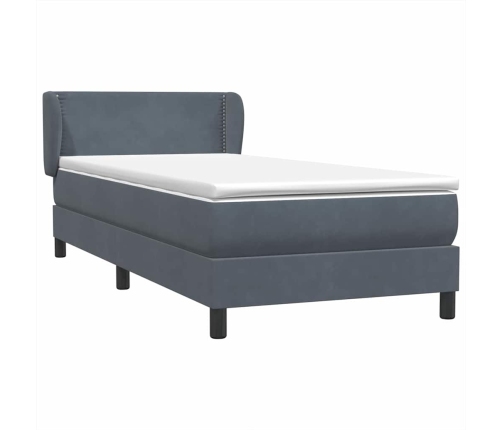 Cama box spring con colchón terciopelo gris oscuro 90x220 cm