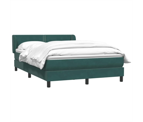 Cama box spring con colchón terciopelo verde oscuro 140x220 cm