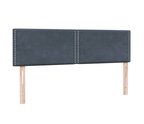 Cama box spring con colchón terciopelo gris oscuro 160x220 cm