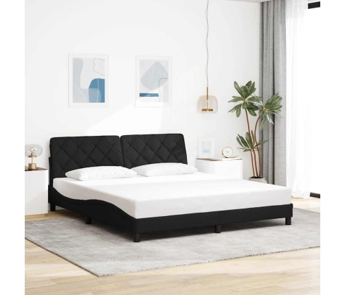 Cama box spring con colchón terciopelo negro 160x220 cm