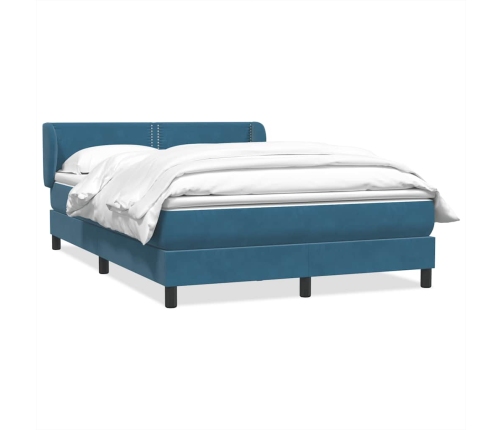 Cama box spring con colchón terciopelo azul oscuro 160x220 cm