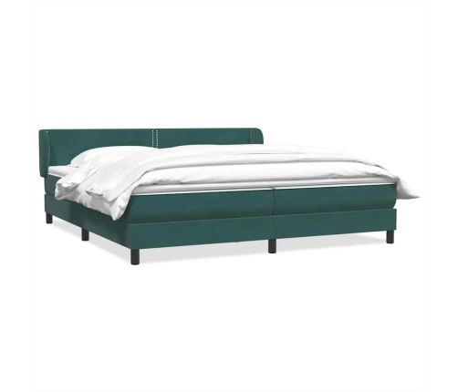 Cama box spring con colchones terciopelo verde oscuro 180x220cm