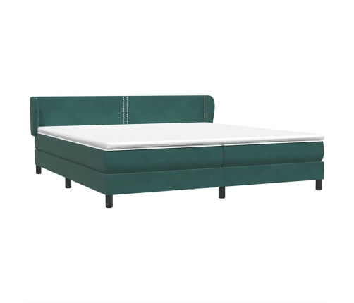 Cama box spring con colchones terciopelo verde oscuro 180x220cm