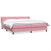 Cama box spring con colchones terciopelo rosa 180x220 cm