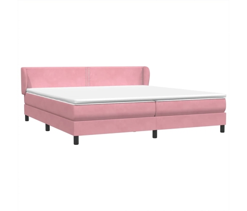 Cama box spring con colchones terciopelo rosa 180x220 cm