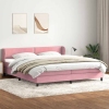 Cama box spring con colchones terciopelo rosa 180x220 cm