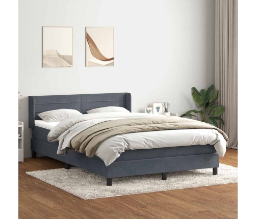 Cama box spring con colchones terciopelo gris claro 200x220 cm