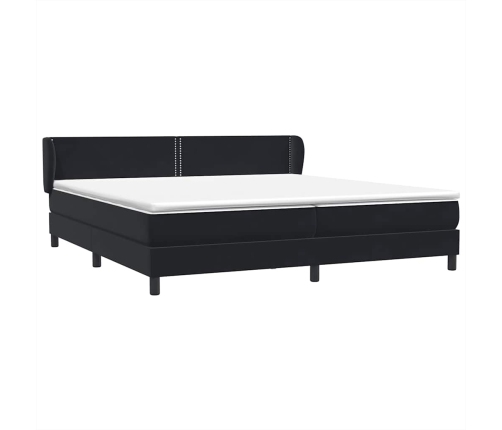 Cama box spring con colchones terciopelo negro 200x220 cm