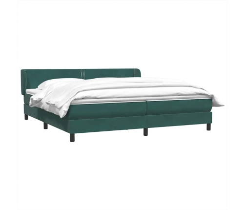 Cama box spring con colchones terciopelo verde oscuro 200x220cm