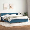 Cama box spring con colchones terciopelo azul oscuro 200x220 cm