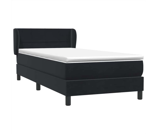 Cama box spring con colchón cuero sintético negro 80x210 cm