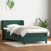 Cama box spring con colchón terciopelo verde oscuro 80x210 cm