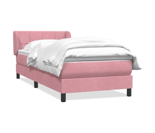 Cama box spring con colchón terciopelo rosa 80x210 cm