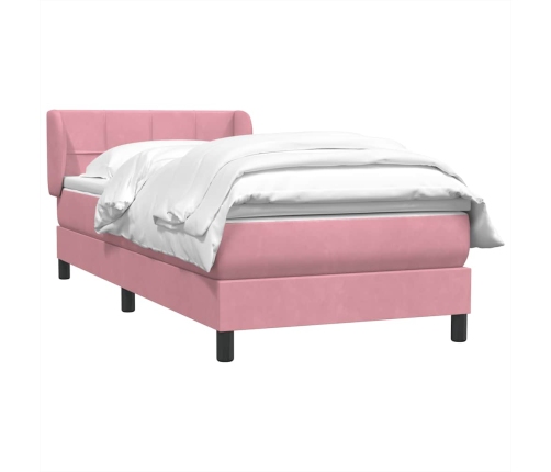 Cama box spring con colchón terciopelo rosa 80x210 cm