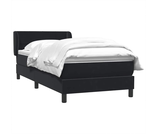 Cama box spring con colchón cuero sintético negro 90x210 cm