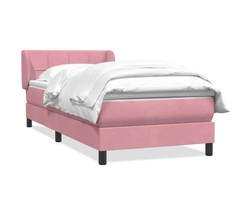 Cama box spring con colchón terciopelo rosa 100x210 cm