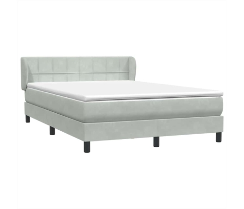 Cama box spring con colchón terciopelo gris claro 140x210 cm