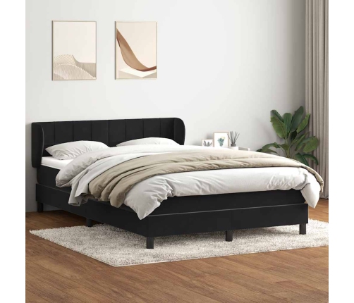 Cama box spring con colchón terciopelo negro 140x210 cm