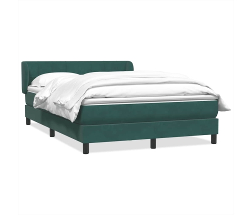 Cama box spring con colchón terciopelo verde oscuro 140x210 cm