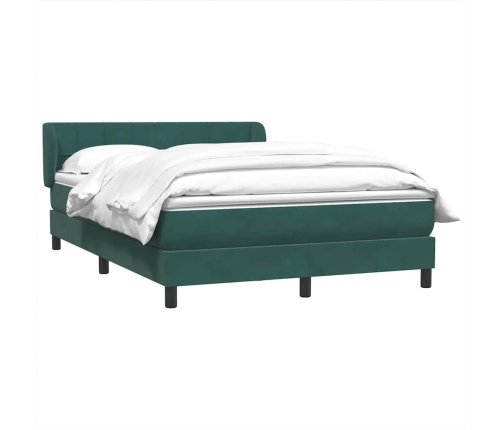 Cama box spring con colchón terciopelo verde oscuro 140x210 cm