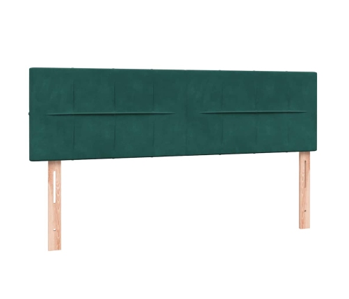 Cama box spring con colchón terciopelo verde oscuro 140x210 cm