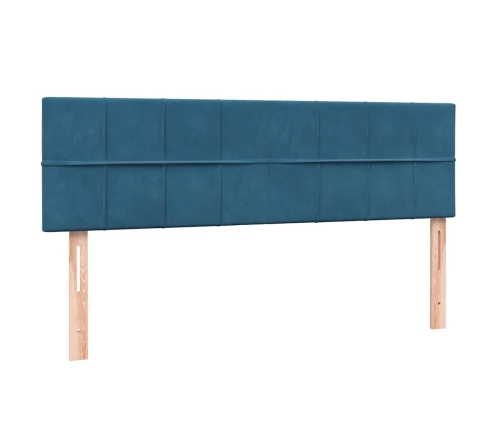 Cama box spring con colchón terciopelo azul oscuro 140x210 cm