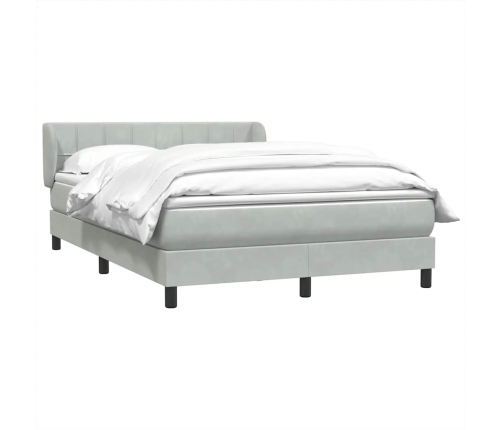 Cama box spring con colchón terciopelo gris claro 160x210 cm