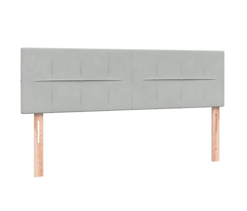 Cama box spring con colchón terciopelo gris claro 160x210 cm