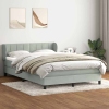 Cama box spring con colchón terciopelo gris claro 160x210 cm