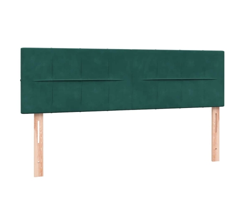 Cama box spring con colchón terciopelo verde oscuro 160x210 cm