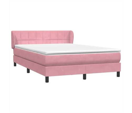 Cama box spring con colchón terciopelo rosa 160x210 cm