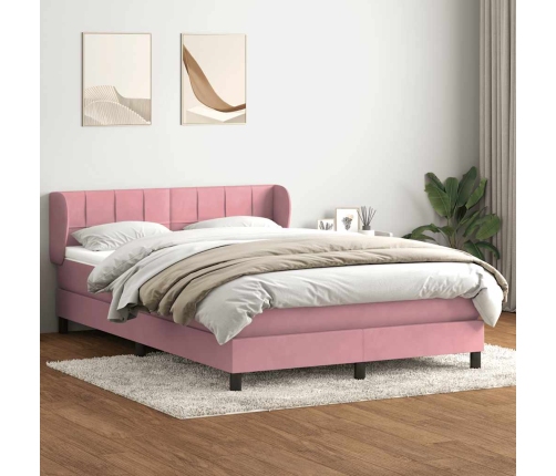 Cama box spring con colchón terciopelo rosa 160x210 cm