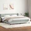 Cama box spring con colchones terciopelo gris claro 180x210 cm