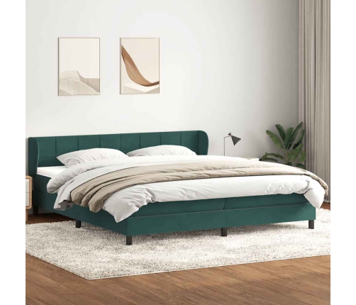 Cama box spring con colchones terciopelo verde oscuro 180x210cm