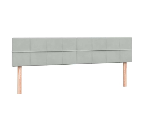 Cama box spring con colchones terciopelo gris claro 200x210 cm