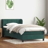 Cama box spring con colchón terciopelo verde oscuro 80x220 cm